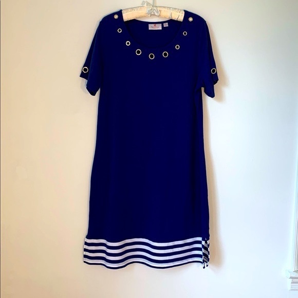 Quacker Factory Nautical Grommet Shift Dress - Picture 2 of 8